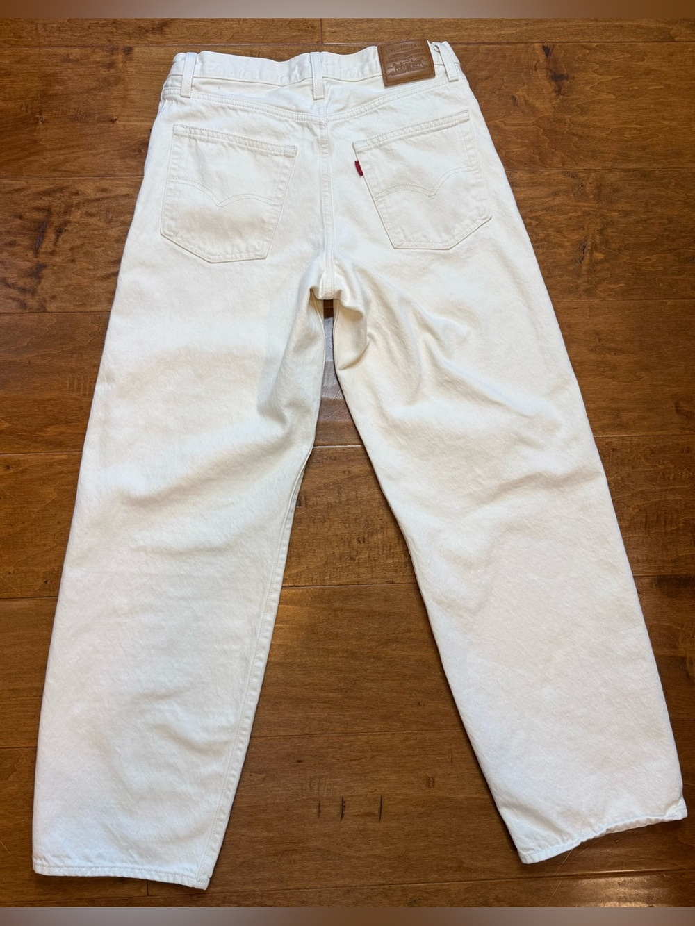 Levi’s Premium Baggy Dad Jeans 28 Off White Cream High Rise Wide Leg - Picture 12 of 12